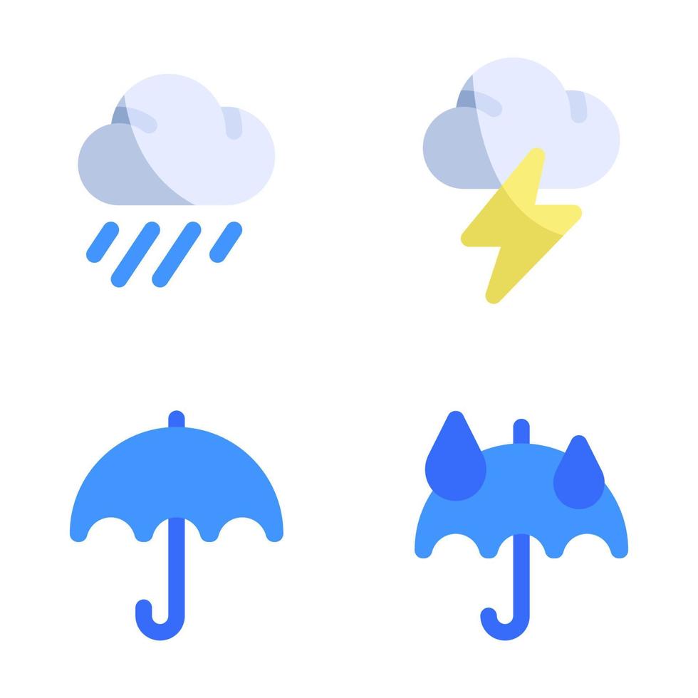 tempo metereologico icone impostare. piovoso, tuono, ombrello, pioggia. Perfetto per sito web mobile app, App icone, presentazione, illustrazione e qualunque altro progetti vettore