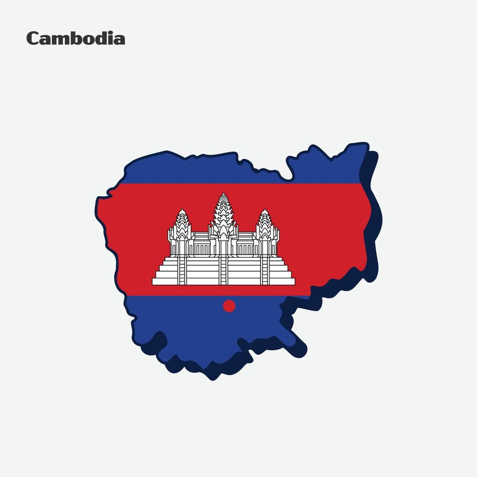 Cambogia nazione nazione bandiera carta geografica Infografica vettore