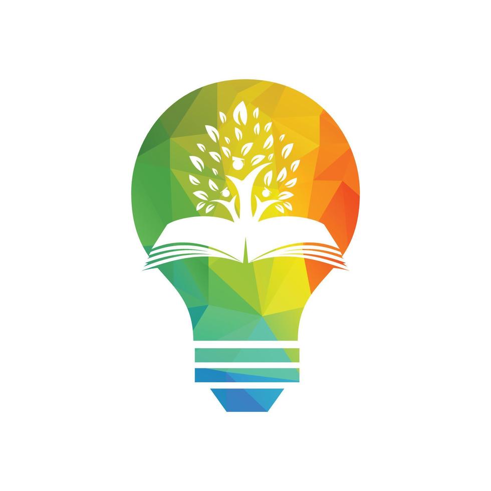 formazione scolastica albero crescita su libro idea vettore logo. studenti con la laurea berretto vettore design.