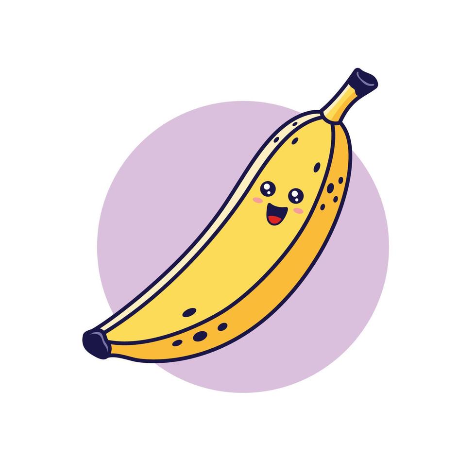 carino kawaii Banana carattere. vettore mano disegnato cartone animato icona illustrazione. Banana personaggio nel scarabocchio stile. isolato su bianca sfondo.