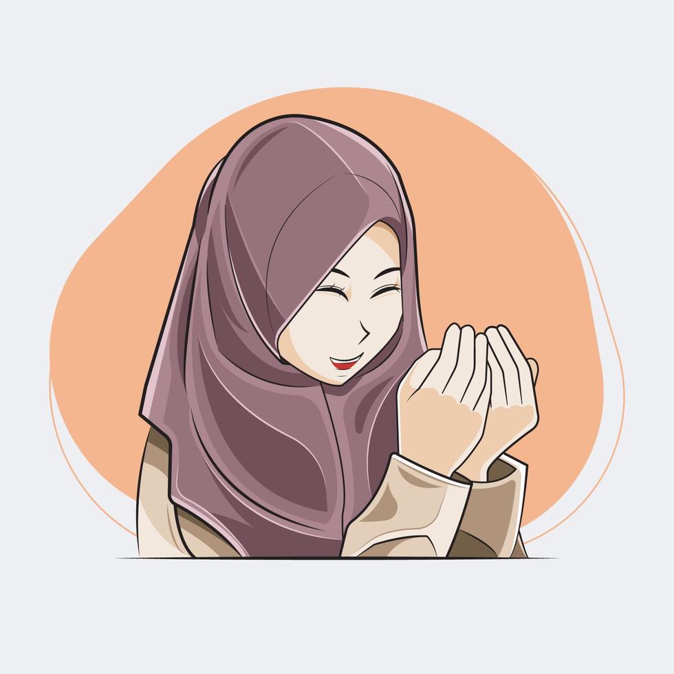 Ramadan kareem. un' ragazza pregare per Allah vettore illustrazione gratuito Scarica