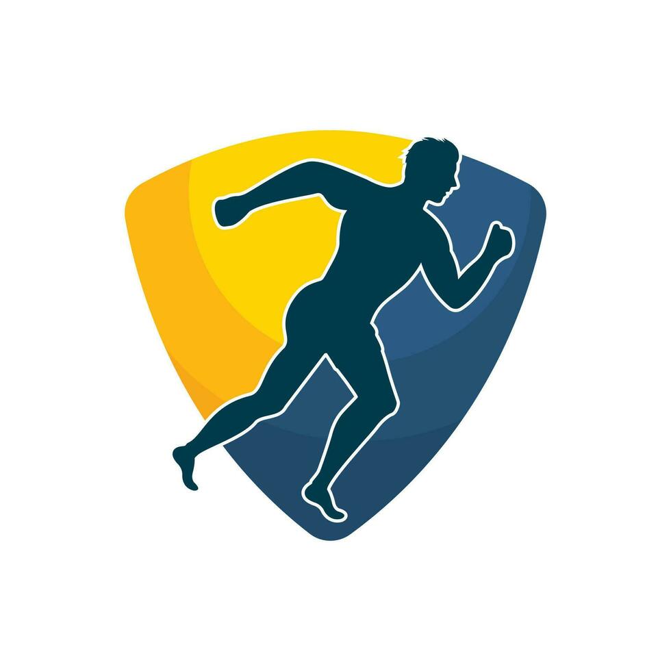 in esecuzione e maratona logo vettore design. in esecuzione uomo vettore simbolo. sport e concorrenza concetto.