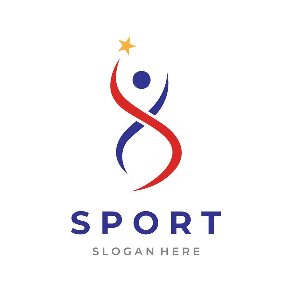 velocista sport logo design per Atletica, in esecuzione concorrenza, sport club, campionato e fitness. vettore