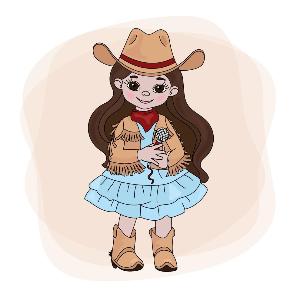 cowgirl cantante occidentale musica Festival vettore illustrazione impostato