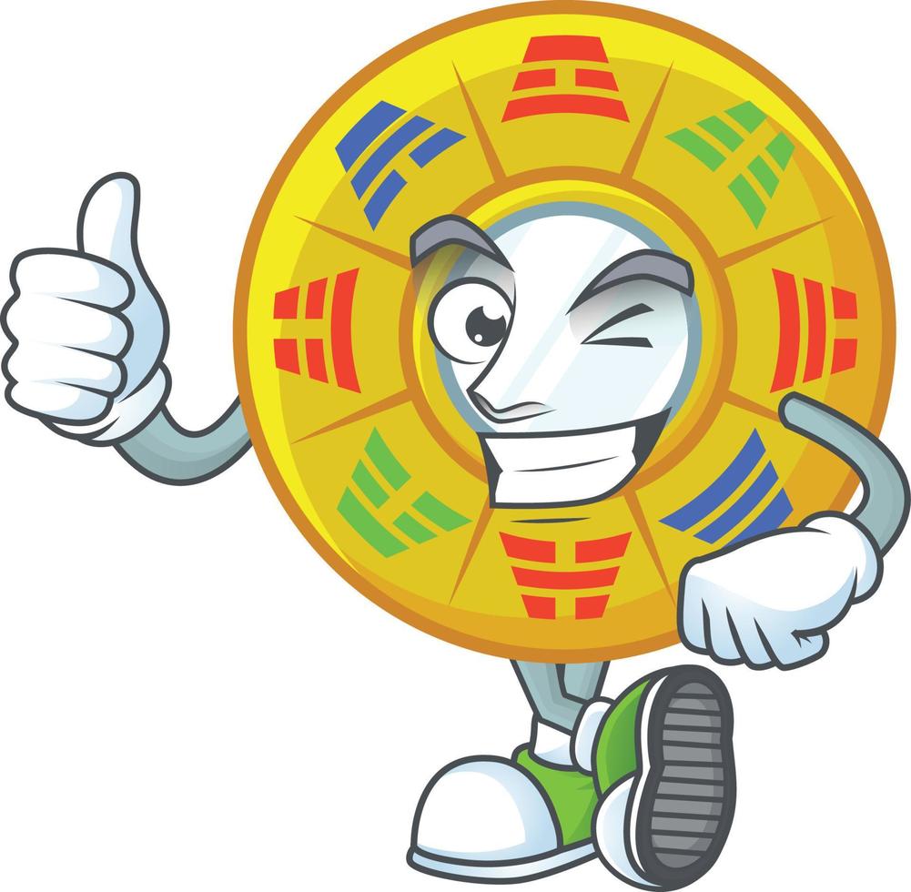Cinese cerchio feng shui cartone animato personaggio stile vettore