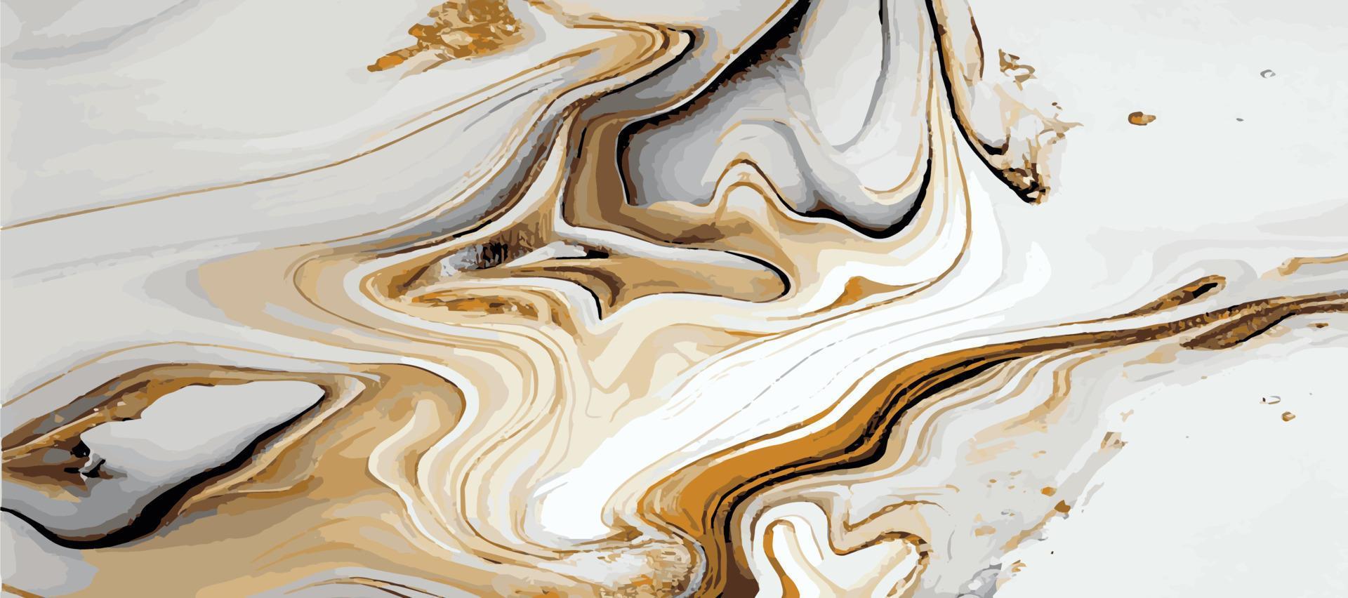 marmo panoramico struttura, bianca oro colorato marmo superficie, curvo linee, luminosa astratto sfondo design - vettore