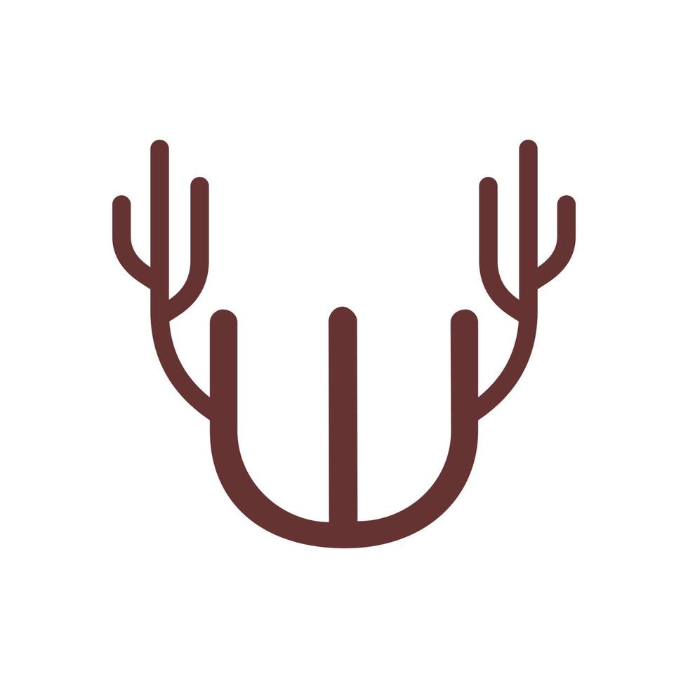 iniziale w cervo corno logo vettore
