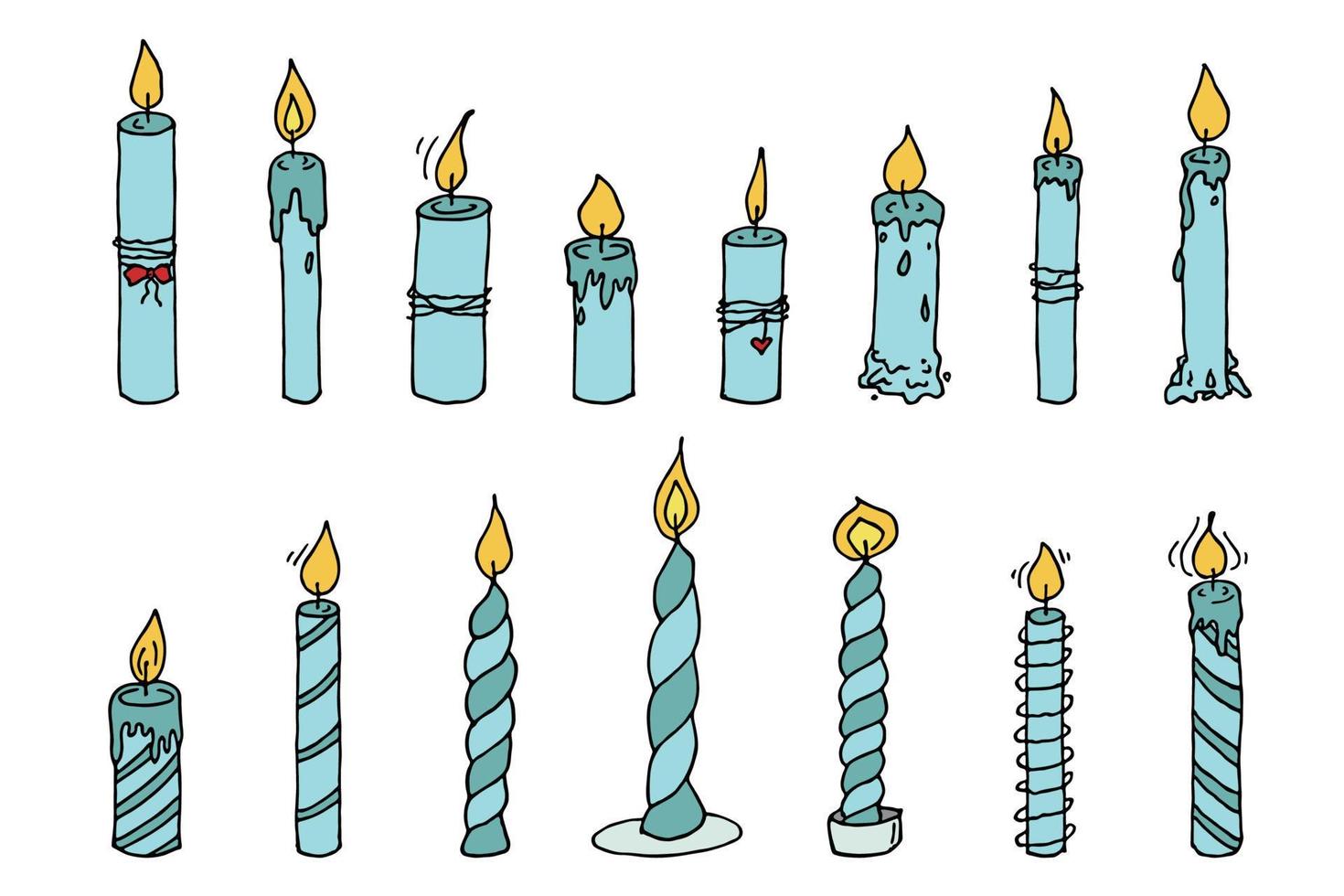 ardente compleanno candela impostare. singolo scarabocchio illustrazione. mano disegnato clipart per carta, logo, design vettore