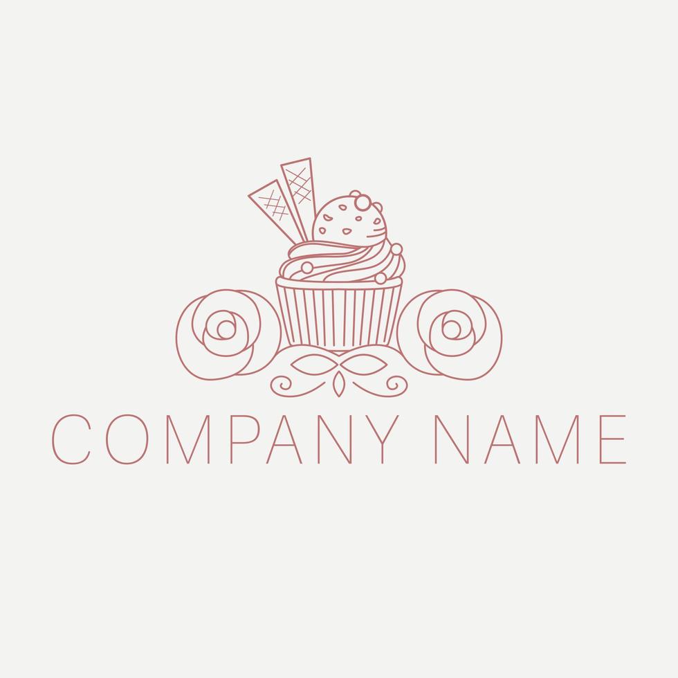 modello di progettazione logo vettoriale. icona di cupcakes da forno. disegno del logo cupcake shake di zucchero. vettore