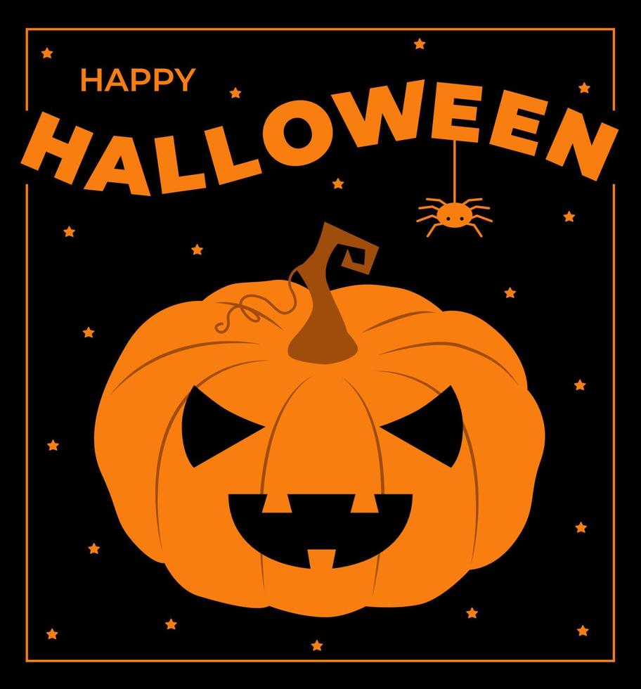 Halloween manifesto. vettore illustrazione zucca su buio sfondo. contento Halloween testo design.
