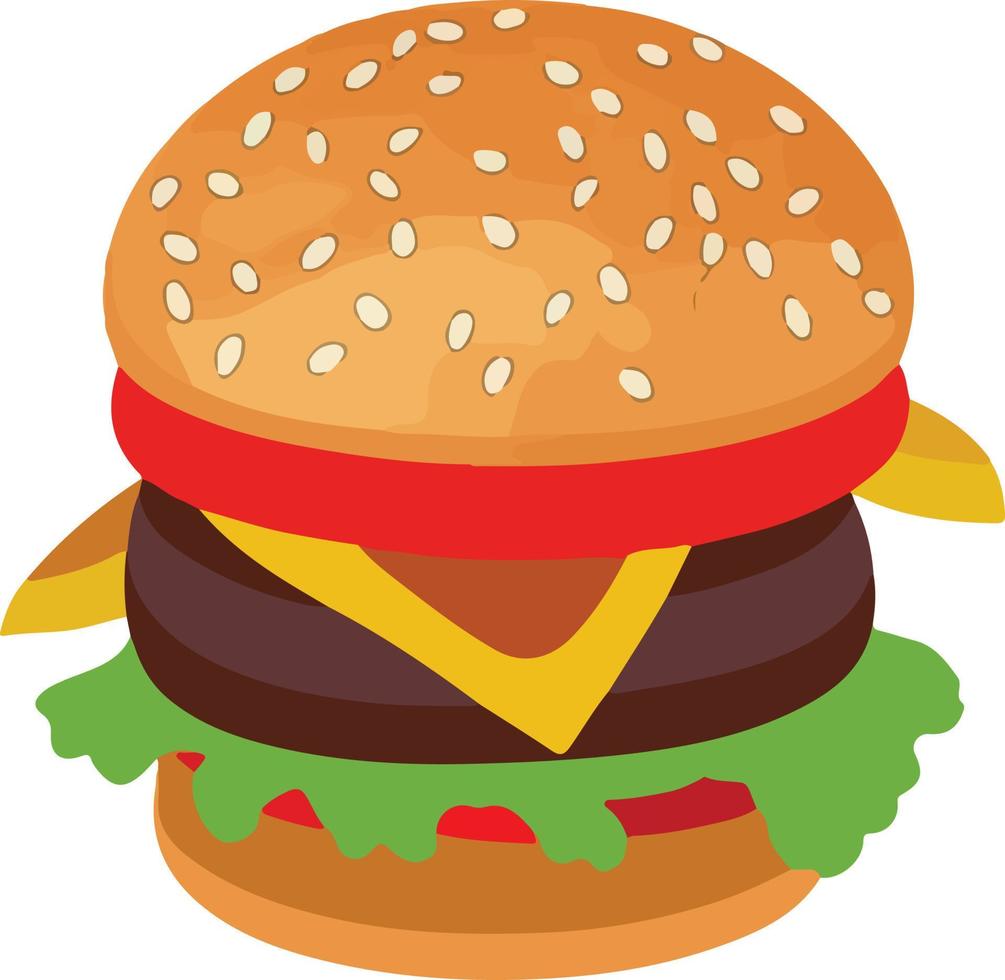 realistico hamburger al formaggio illustrazione con sesamo semi vettore