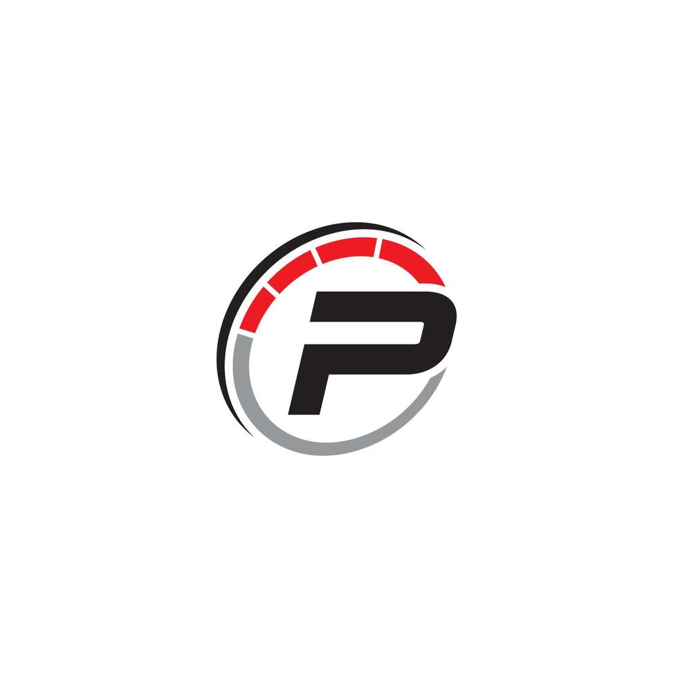 lettera p e tachimetro logo o icona design vettore