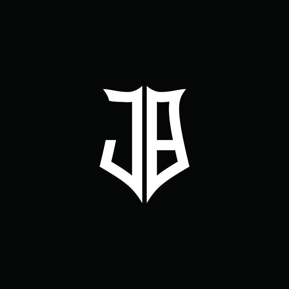 jb monogramma lettera logo nastro con stile scudo isolato su sfondo nero vettore