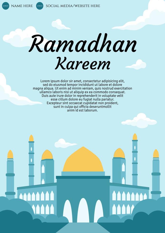 Ramadan sfondo modello su a4 dimensione con moschea illustrazione vettore