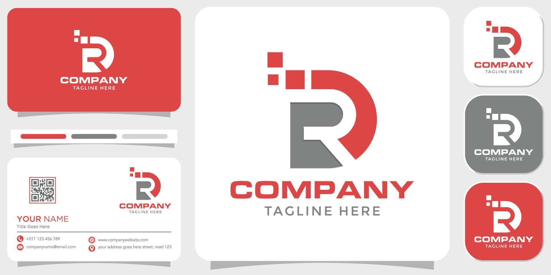 logo pixel lettera dr o rd azienda marca design con attività commerciale carta modello vettore
