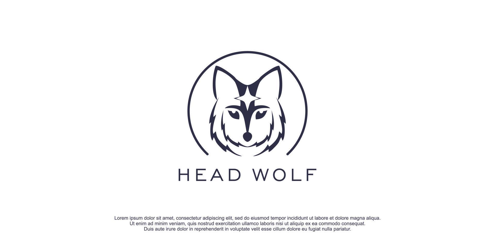testa lupo logo con creativo e unico stile design icona vettore illustrazione