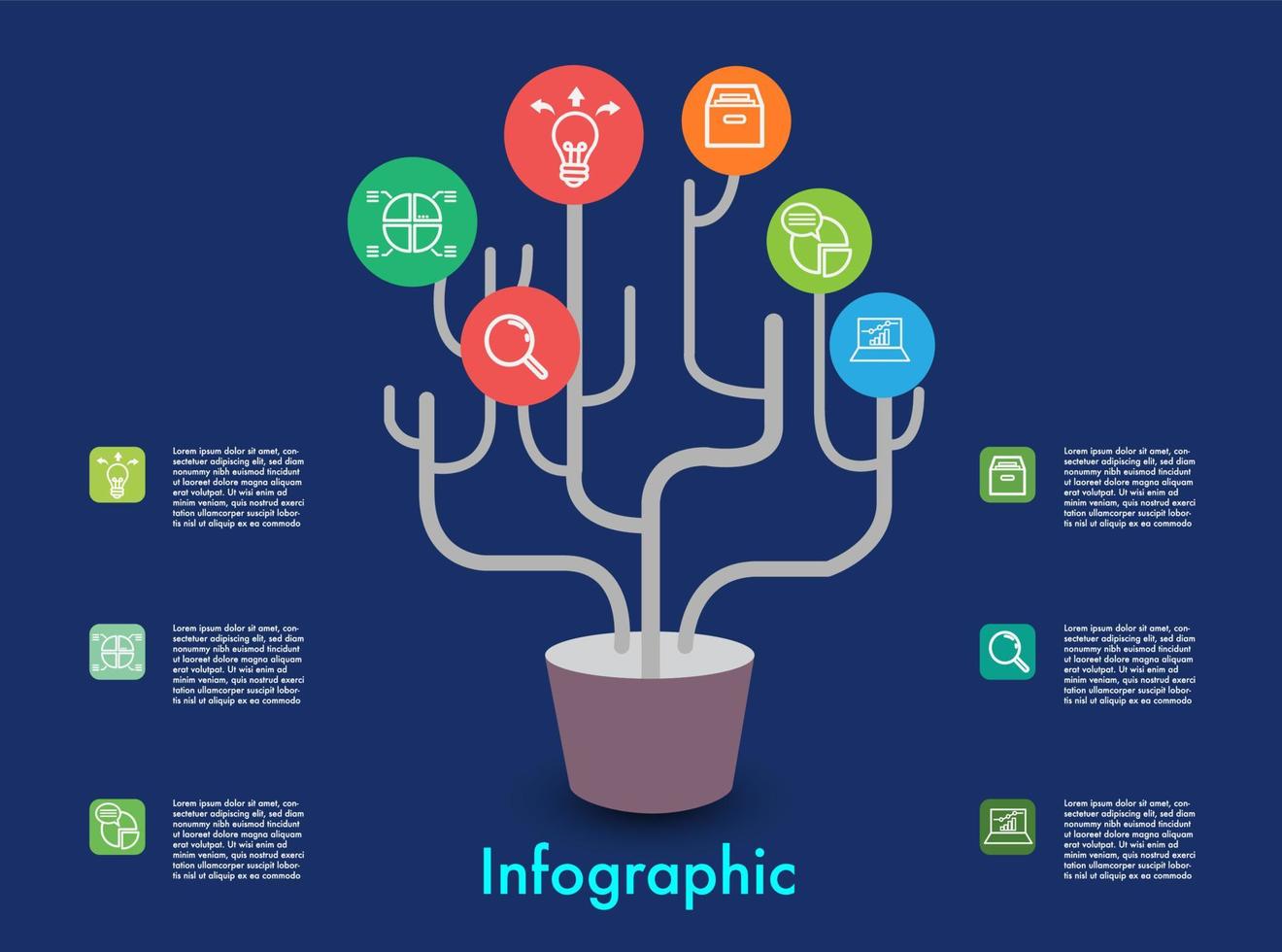 Infografica attività commerciale albero grafico per presente dati, progresso, direzione, crescita, idea. vettore