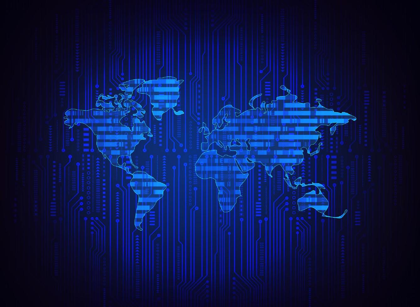 moderno mondo carta geografica olografo su tecnologia sfondo vettore