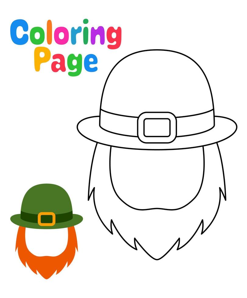 colorazione pagina con fata cappello con barba per bambini vettore