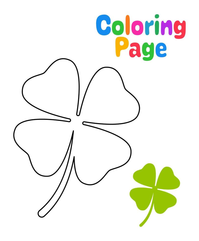 colorazione pagina con trifoglio foglia per bambini vettore