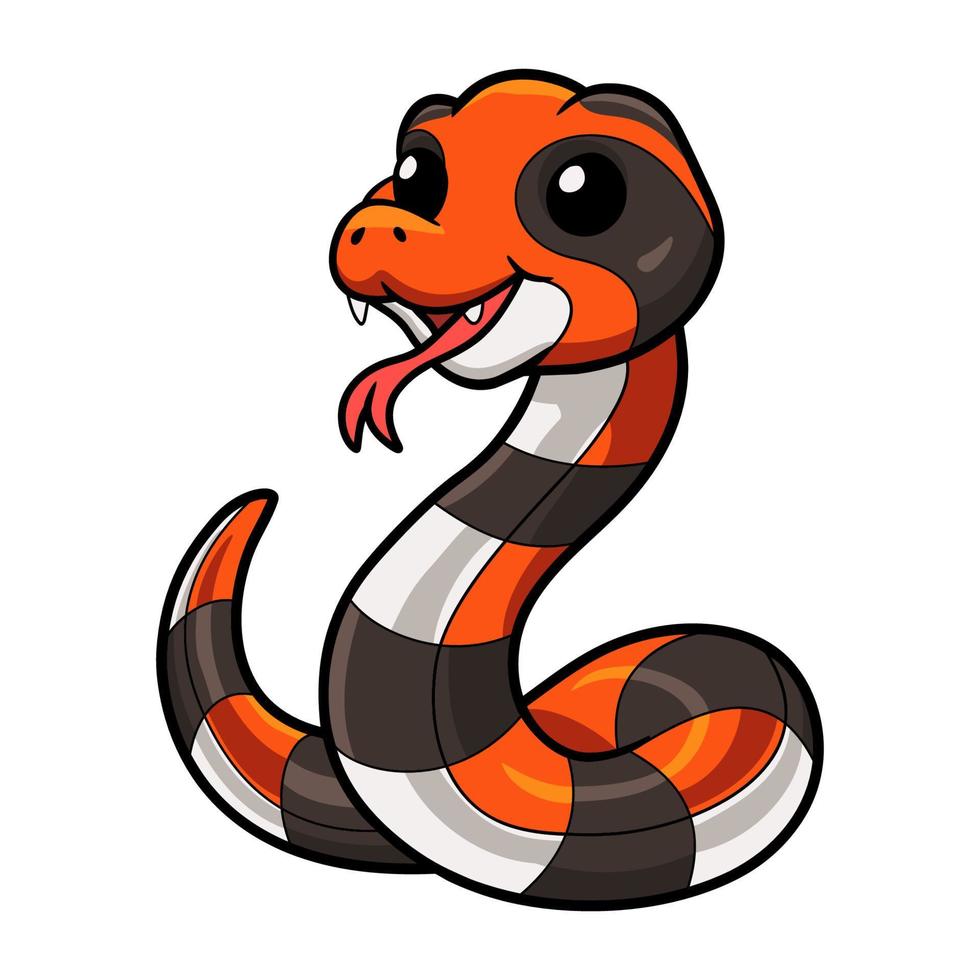 carino capo corallo serpente cartone animato vettore
