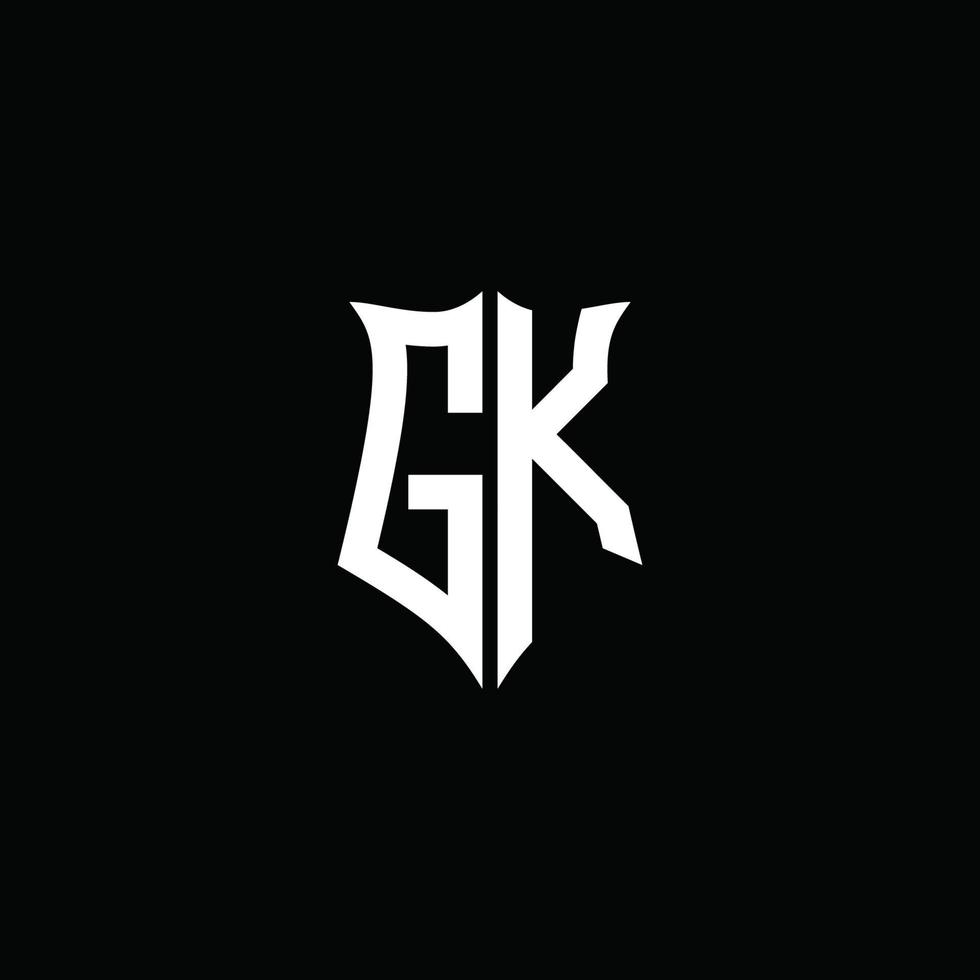 gk monogramma lettera logo nastro con stile scudo isolato su sfondo nero vettore