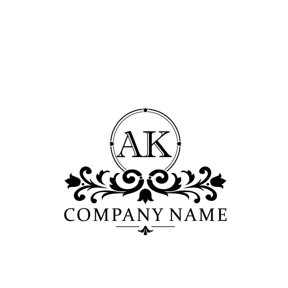 lettera ak floreale logo design. logo per donne bellezza salone massaggio cosmetico o terme marca vettore