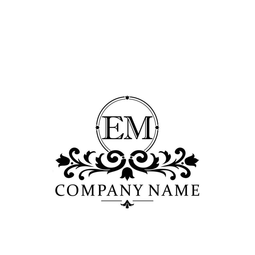 lettera em floreale logo design. logo per donne bellezza salone massaggio cosmetico o terme marca vettore