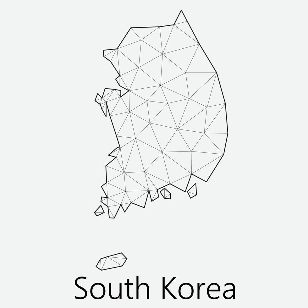 vettore Basso poligonale Sud Corea carta geografica.