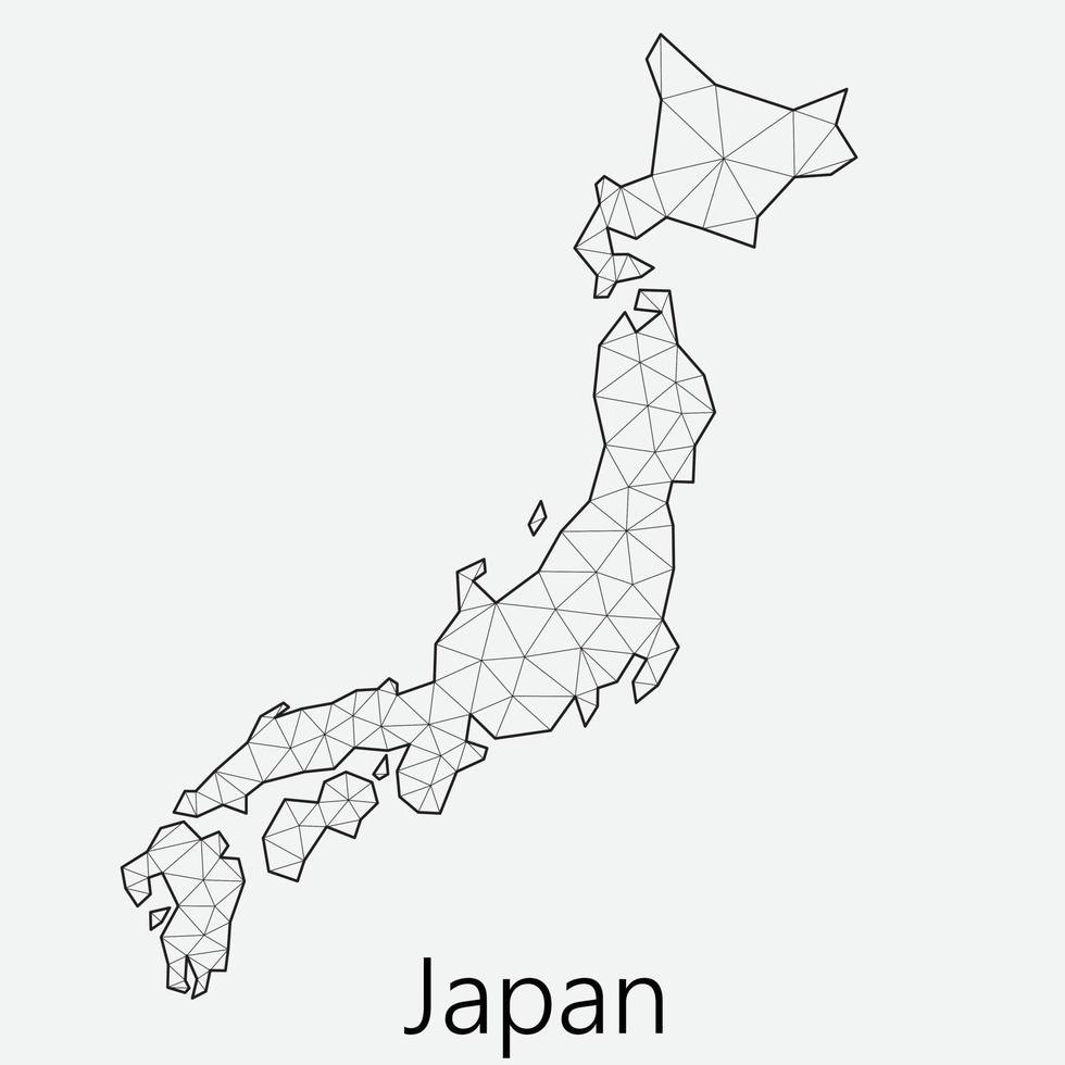 vettore Basso poligonale Giappone carta geografica.