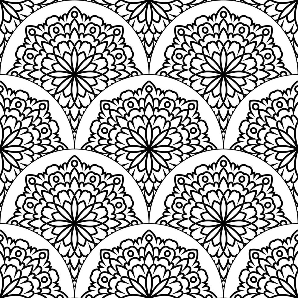 astratto mandala pesce scala senza soluzione di continuità modello. ornamentale piastrella, mosaico sfondo. floreale patchwork infinito carta. Arabo, indiano, ottomano motivi. vettore