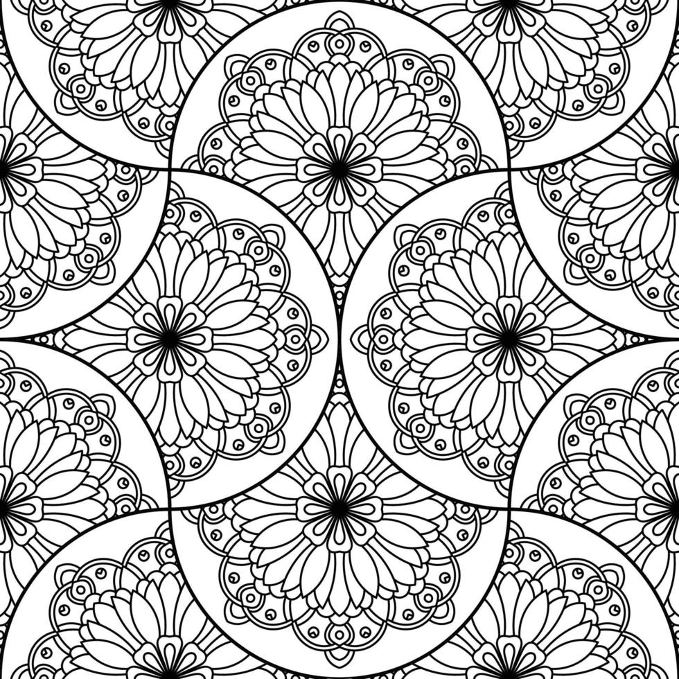 astratto mandala pesce scala senza soluzione di continuità modello. ornamentale piastrella, mosaico sfondo. floreale patchwork infinito carta. Arabo, indiano, ottomano motivi. vettore