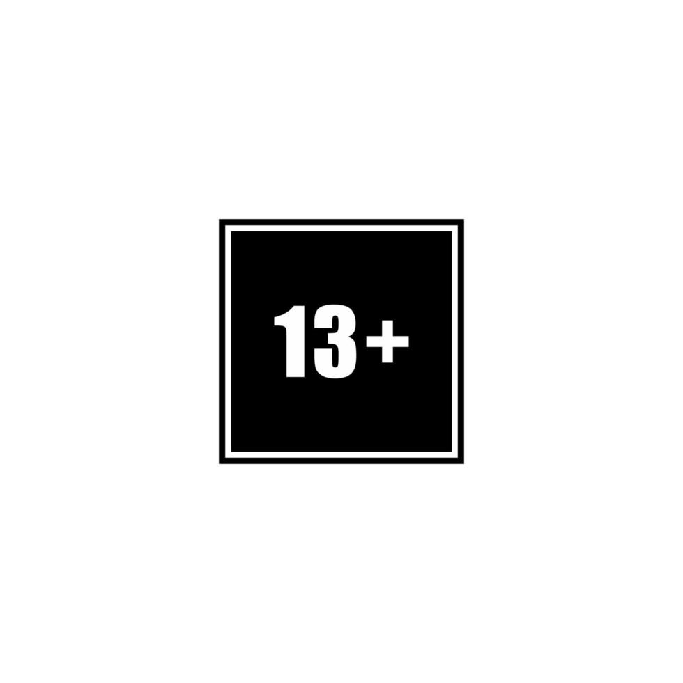 cartello di adulto solo icona simbolo per tredici più o 13 più età. vettore illustrazione