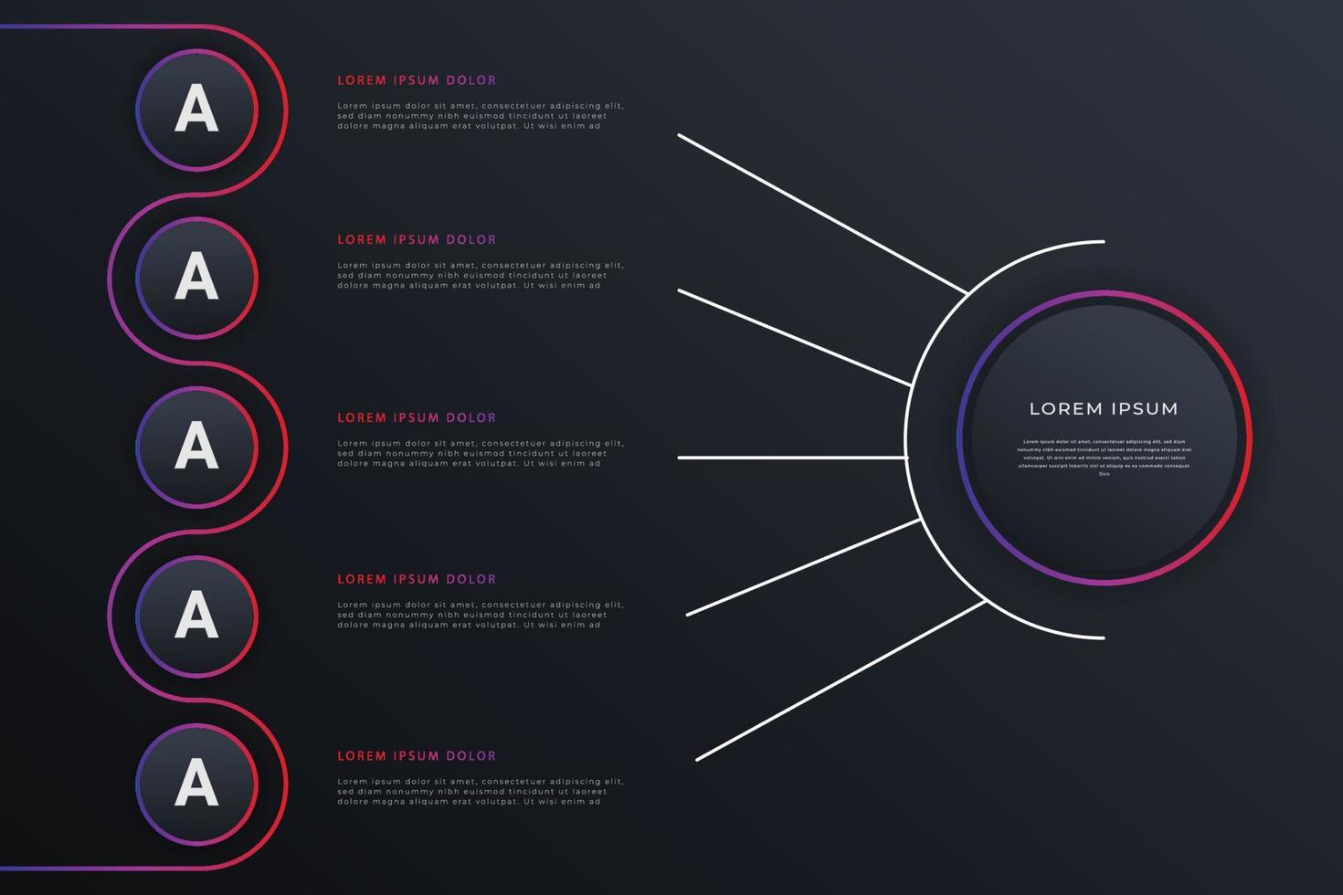 Modello di infografica aziendale in 5 passaggi vettore