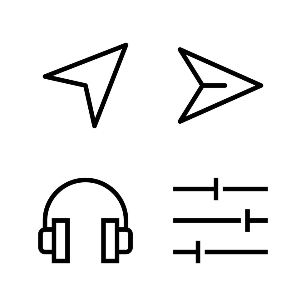 utente interfaccia icone impostare. freccia, inviare, cuffia, ambientazione. Perfetto per sito web mobile app, App icone, presentazione, illustrazione e qualunque altro progetti vettore