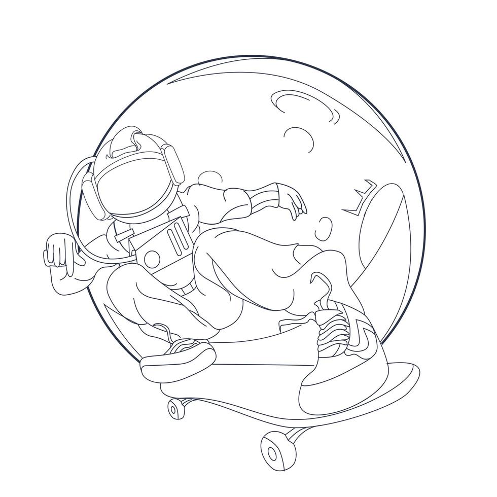 illustrazione disegnata a mano di vettore di astronauta stile libero