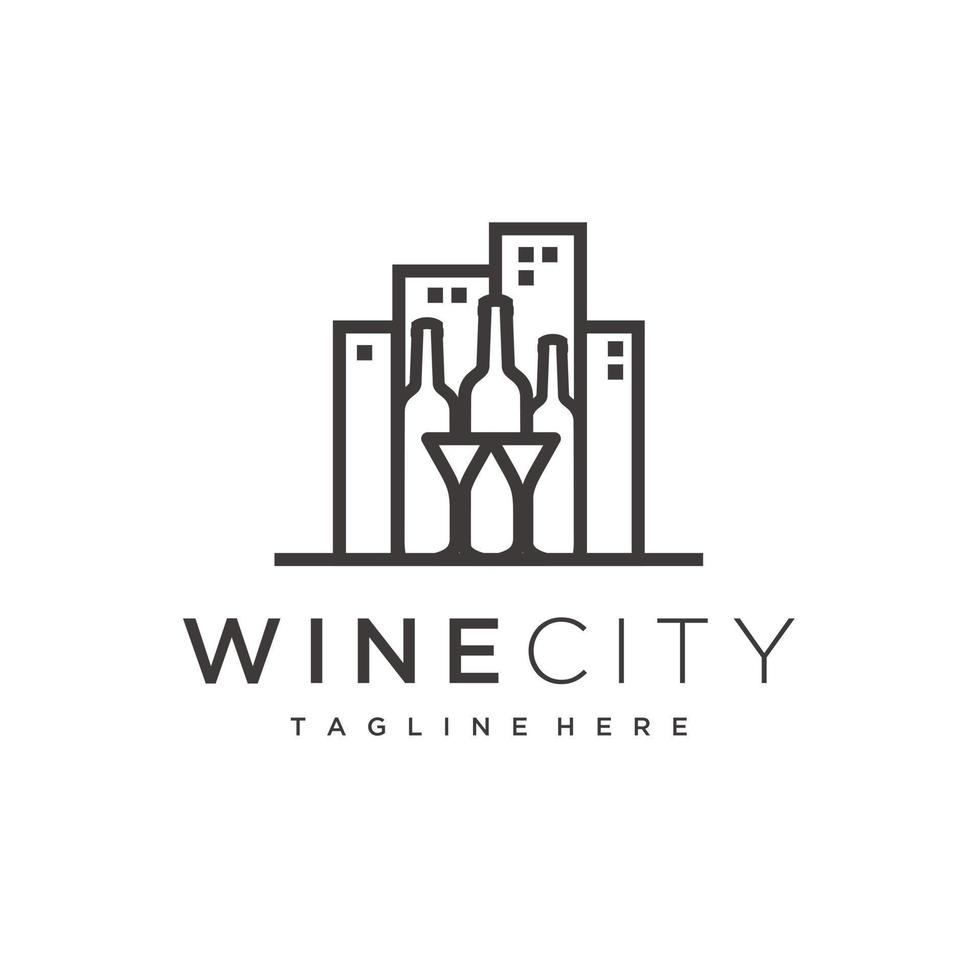 vino città minimalista logo design vettore