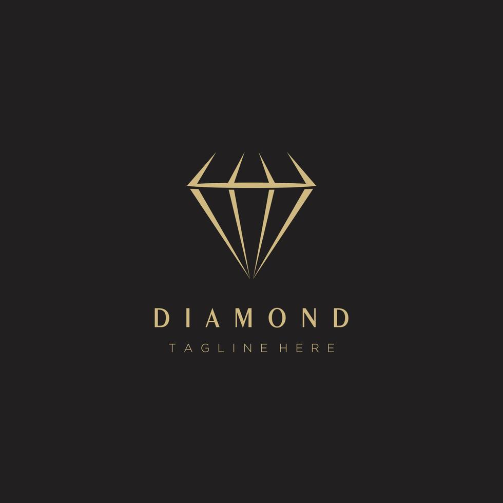 diamante gioielleria oro semplice logo design vettore icona