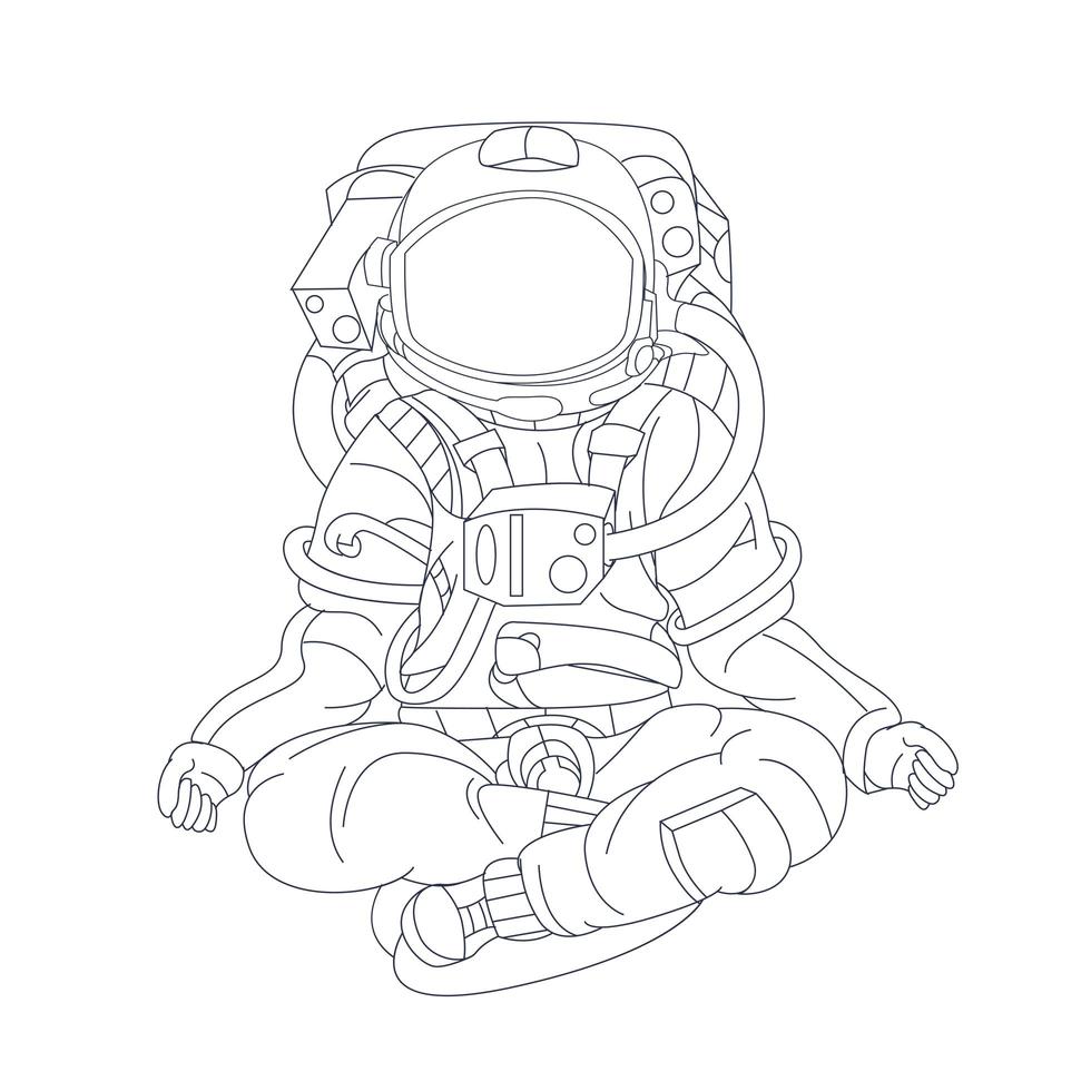 illustrazione disegnata a mano di vettore di yoga astronauta