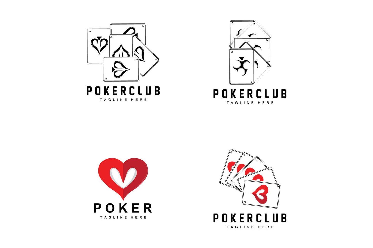 poker casinò carta logo, diamante carta icona, cuori, picche, asso. gioco d'azzardo gioco poker club design vettore