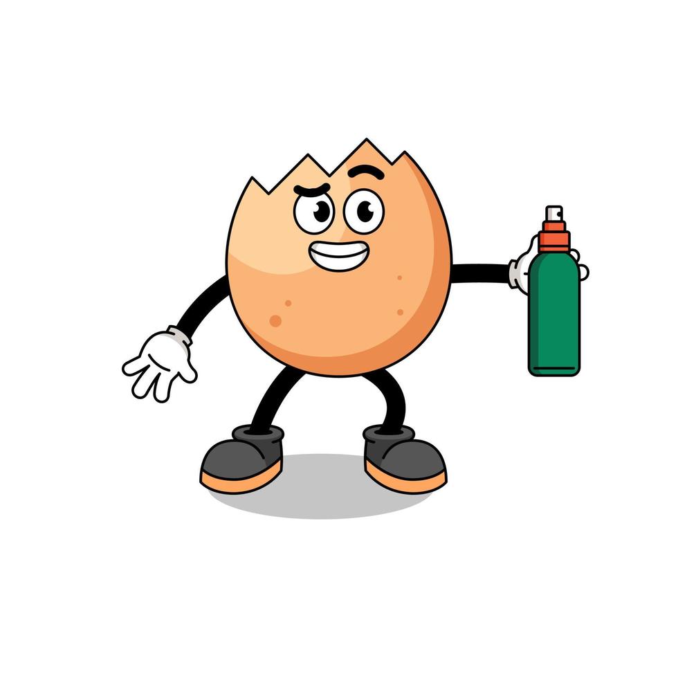 Cracked uovo illustrazione cartone animato Tenere zanzara repellente vettore