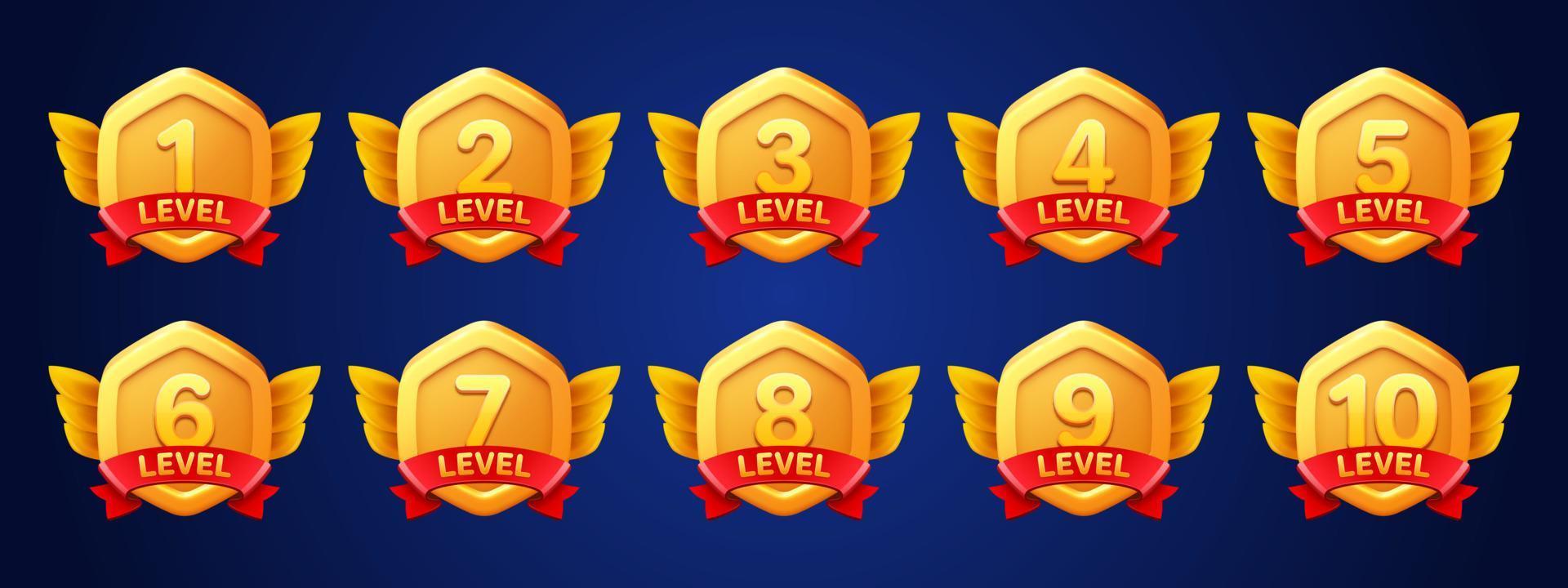 gioco oro badge con livello numero vettore