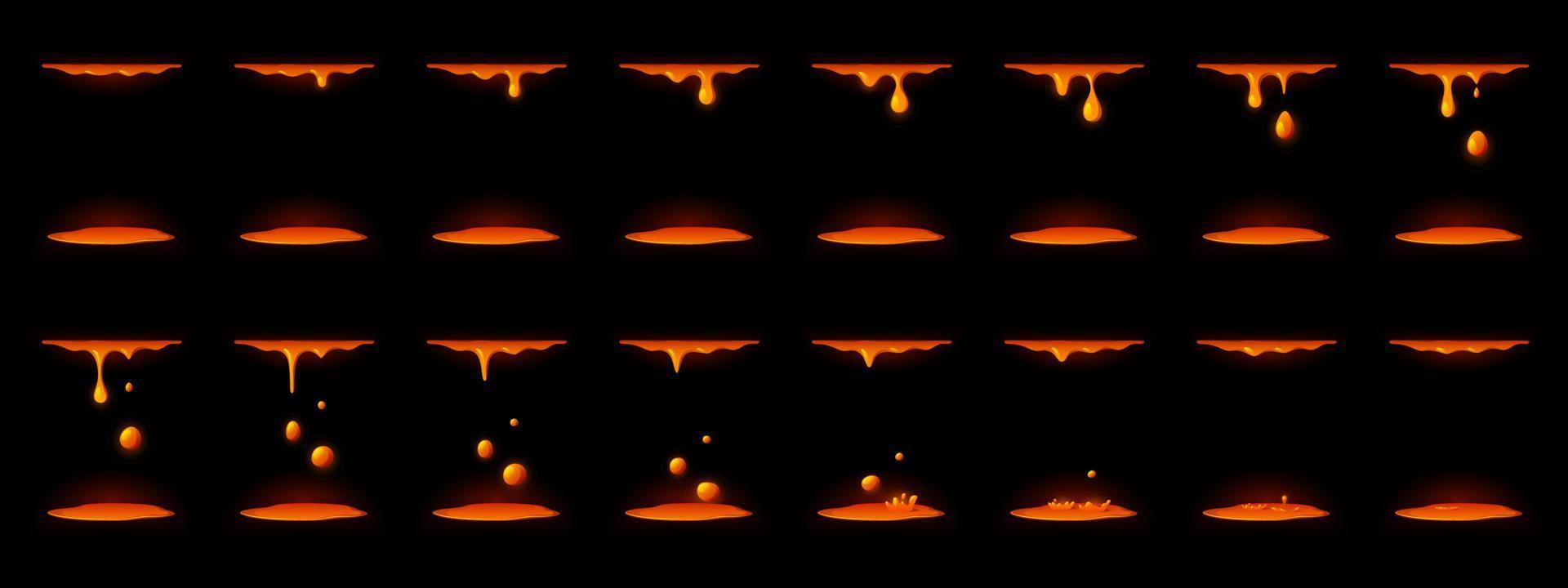 caduta liquido lava gocce animazione folletto foglio vettore