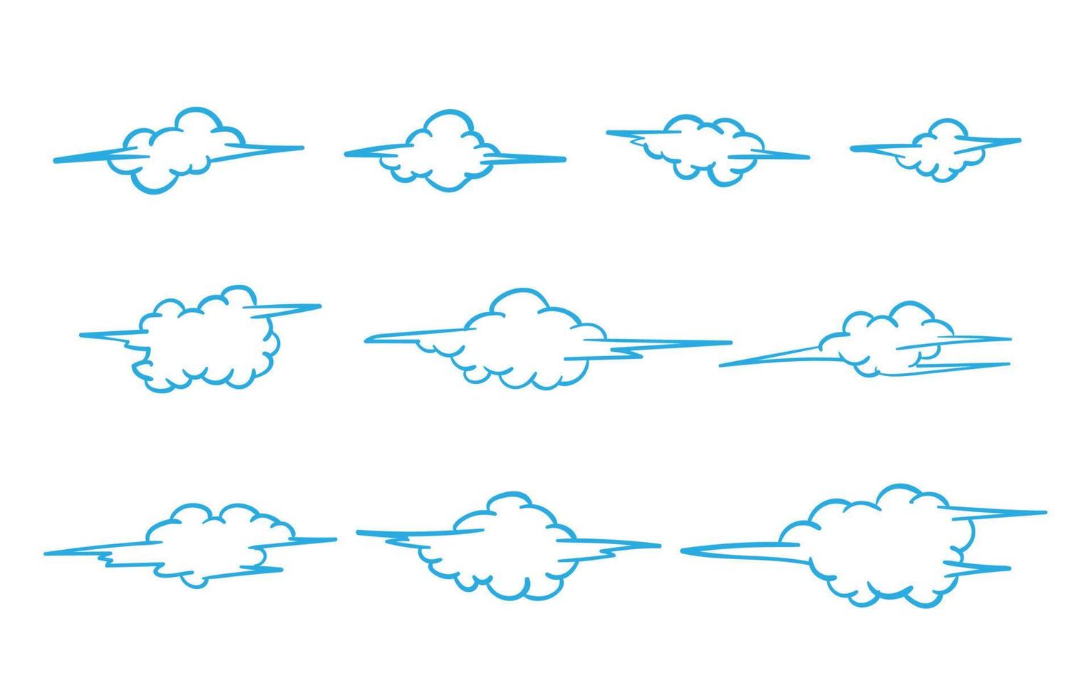impostato di nuvole variazione schema stile scarabocchio vettore design elemento