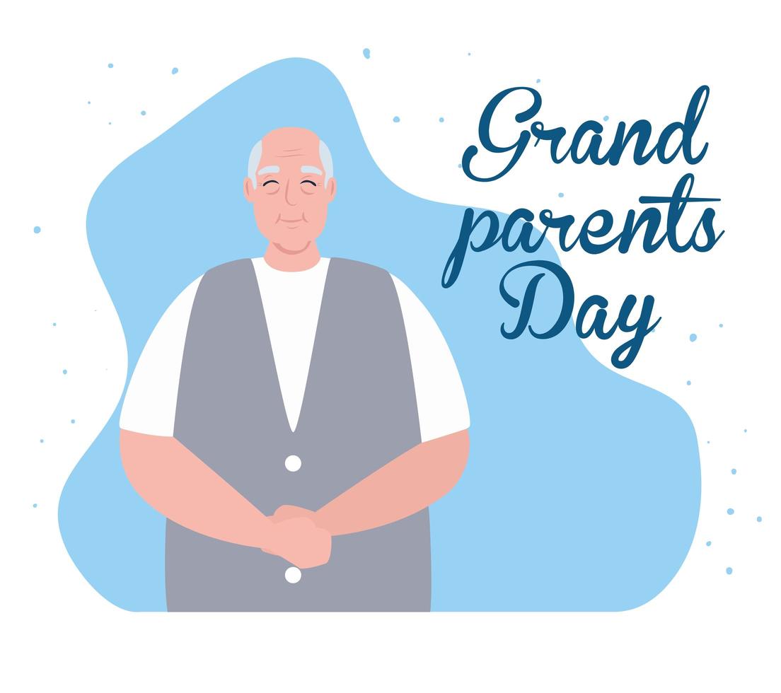 banner di celebrazione felice giorno dei nonni con un nonno carino vettore