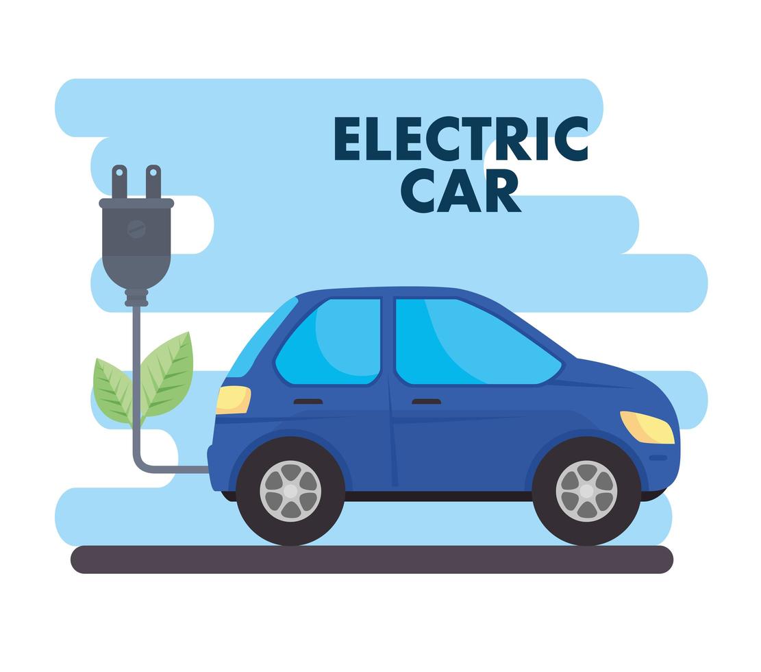auto blu elettrica, concetto rispettoso dell'ambiente vettore