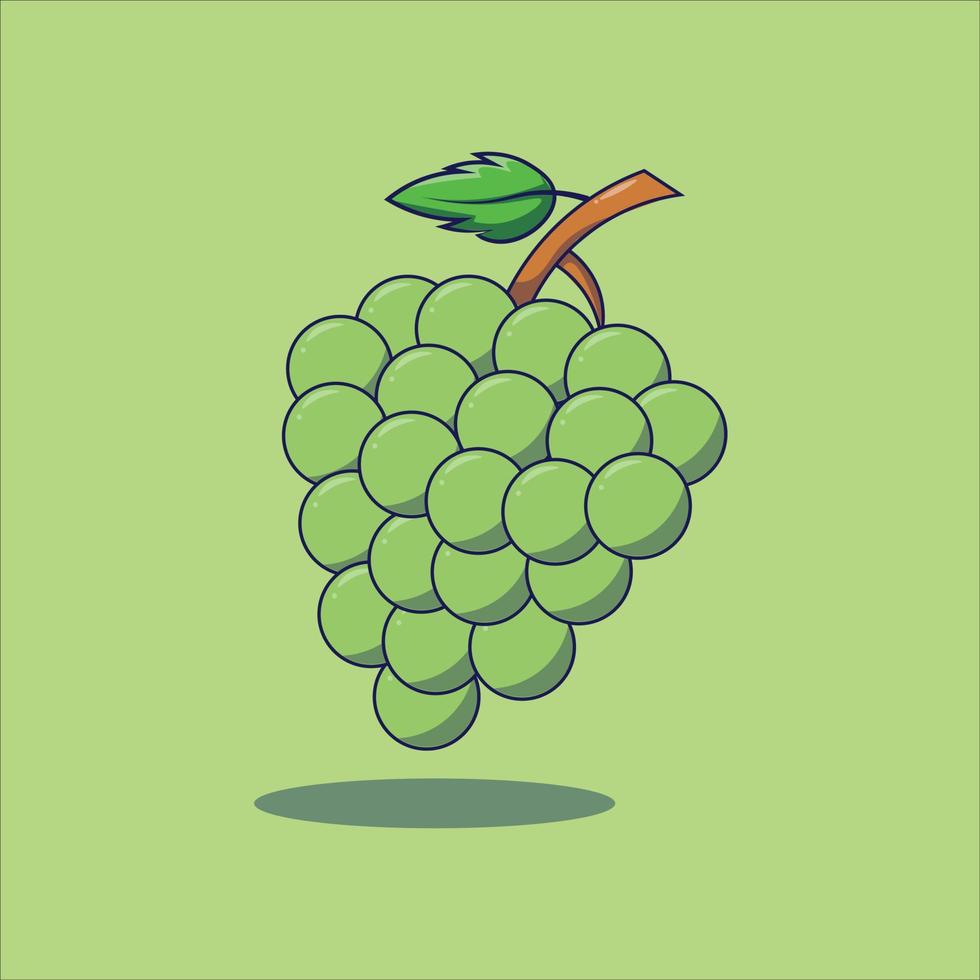 fresco verde uva vettore cartone animato illustrazione