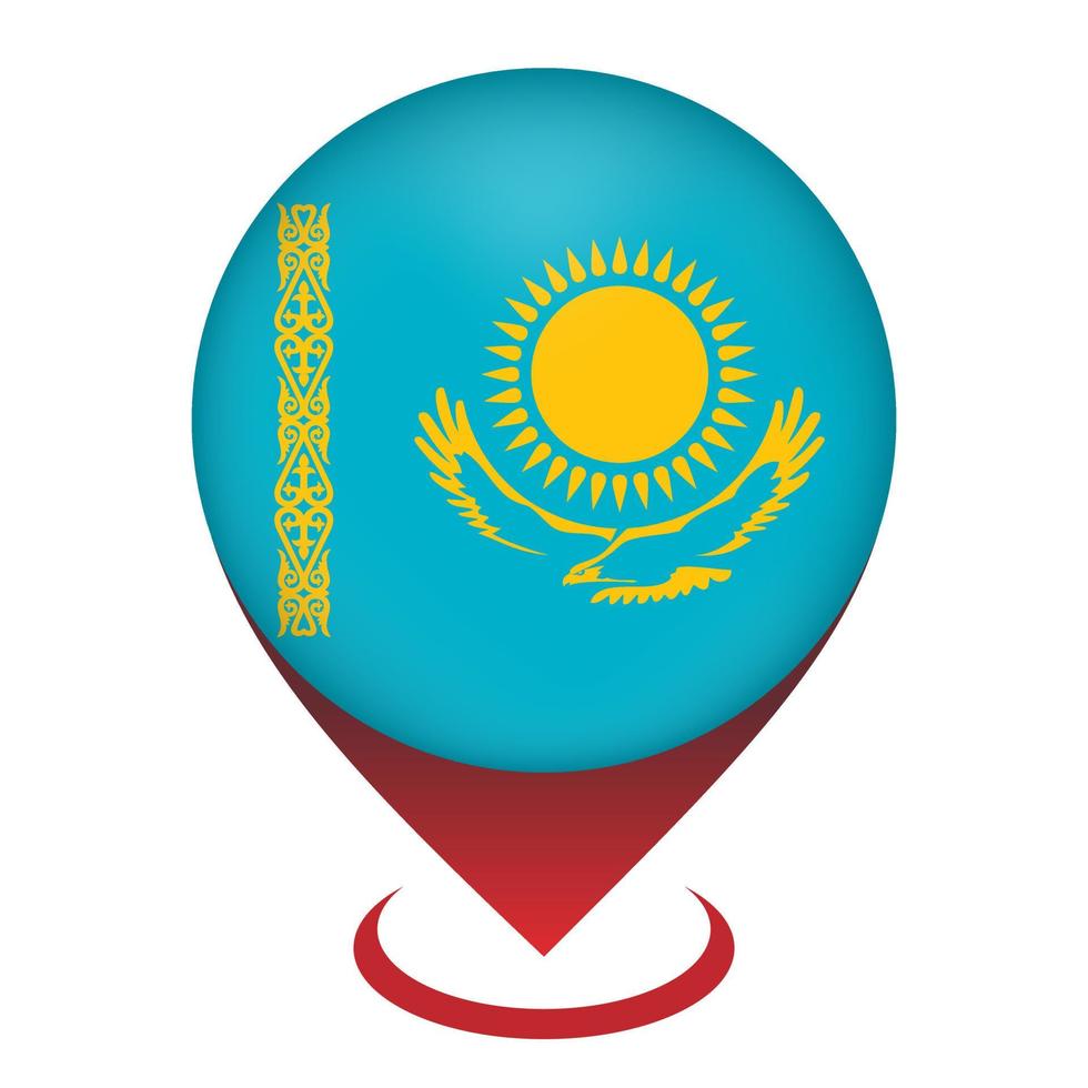 puntatore mappa con paese kazakistan. bandiera del kazakistan. illustrazione vettoriale. vettore
