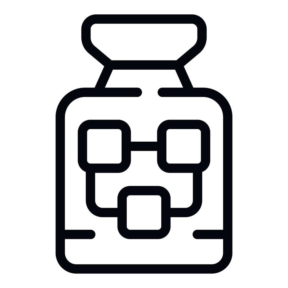 chimico bottiglia icona schema vettore. collagene vitamina vettore