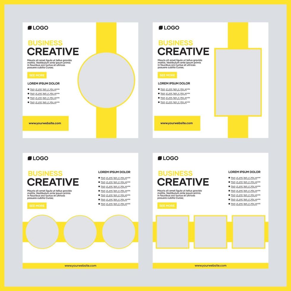vettore social media post template design per il business. con colore giallo e sfondo bianco. adatto per post sui social media aziendali e pubblicità su Internet sul sito web